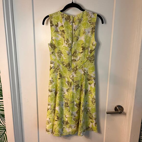 Reiss Lime Green Floral Printed Montgomery Sleeveless Shift Dress Size 2 - Picture 2 of 8